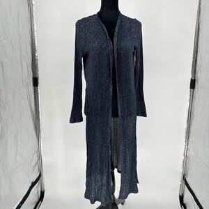 Rock & Republic Navy Knit Ribbed Long Sleeve Long Duster Cardigan Boho Womens XL